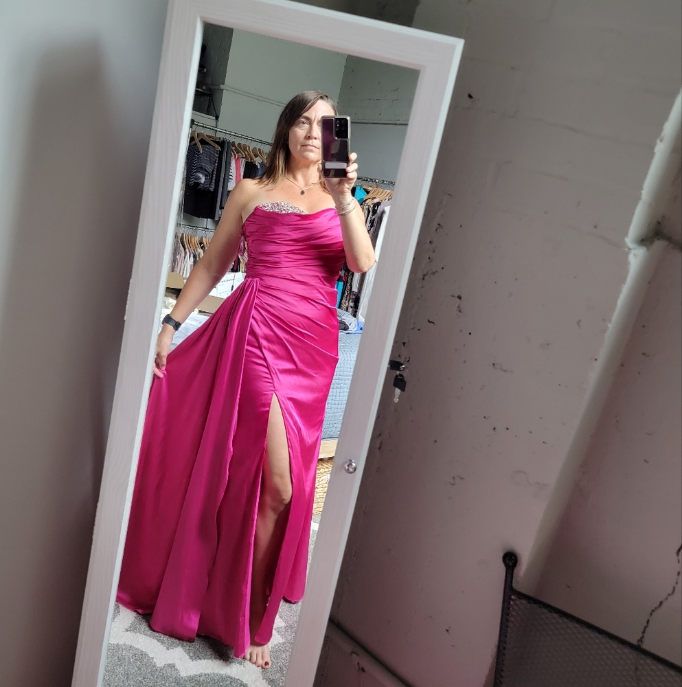 Leena for Mac Duggal glamorous pink gown